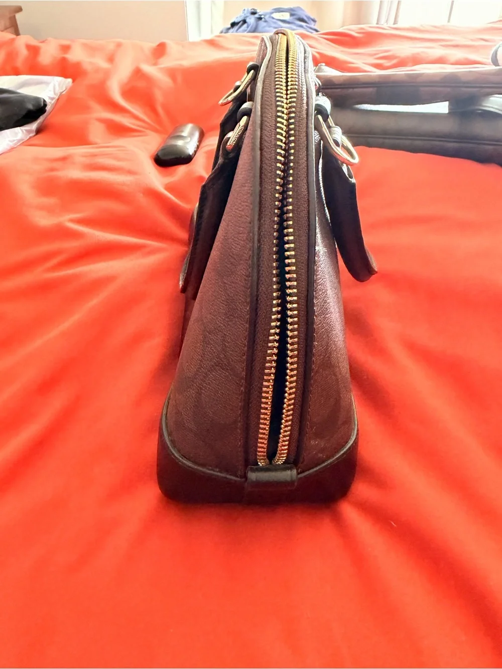 Coach Brown & Black Signature Dome Satchel